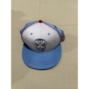 Aksels- Day of the Dead Embroidered Adult Snapback Trucker Hat Blue/White (RARE)